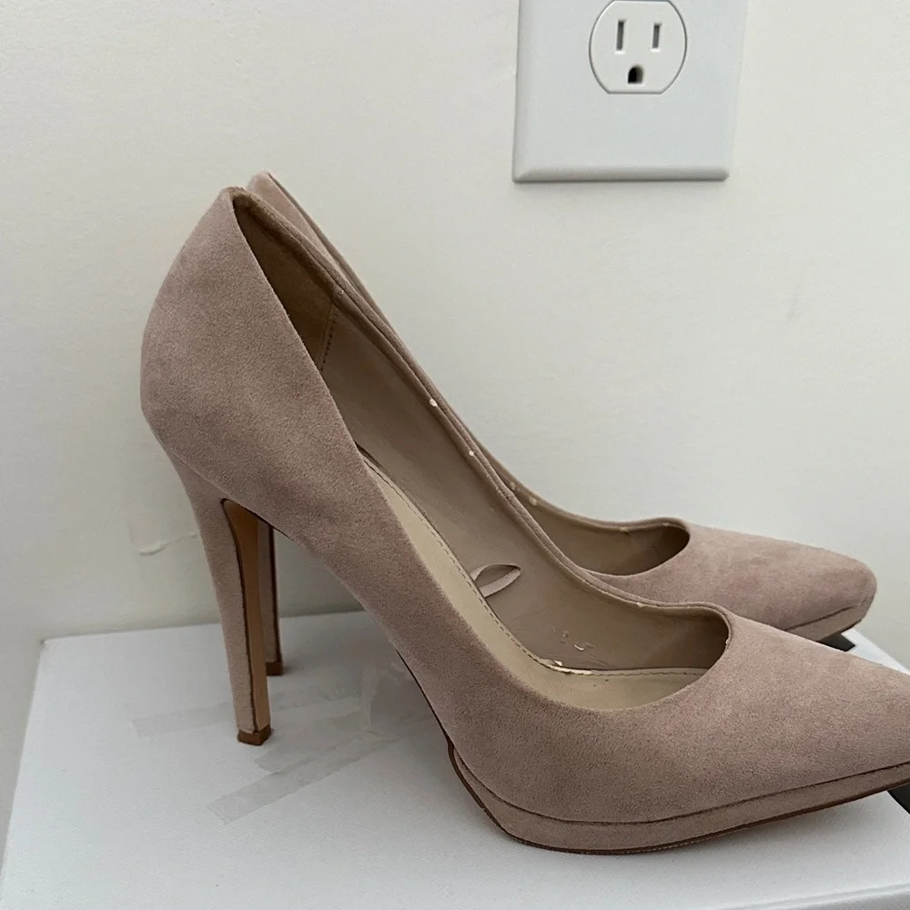 Forever21 Nude Suede Heels - Picture 6 of 6